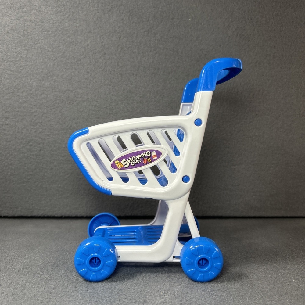 Mini Toy Shopping Cart Doll Grocery Cart Plastic Supermarket Basket‎ Blue